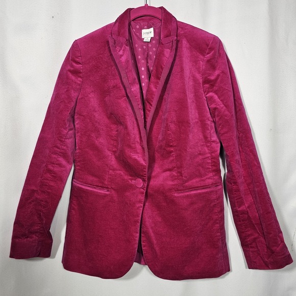 J.Crew Womens Velvet 1 Button Blazer Elegant Sophisticated Brilliant Berry BU281 - Picture 1 of 10